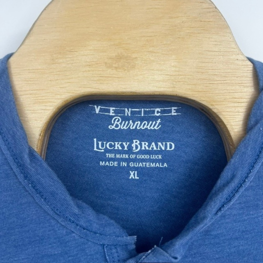 NWT Lucky Brand Men's Venice Burnout Long Sleeve Blue Henley Shirt Size XL - Picture 4 of 7